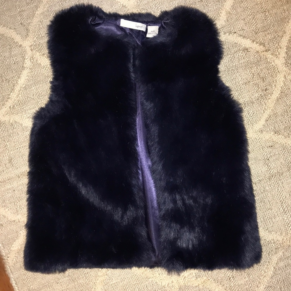 Navy fur vest